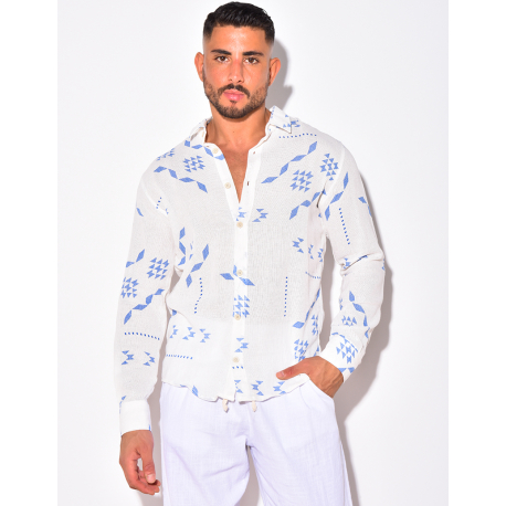 Chemise nid d'abeille à motif géométrique