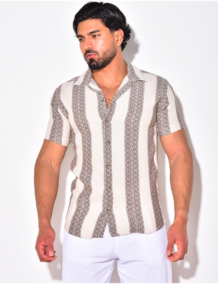 Chemise à bandes avec motifs