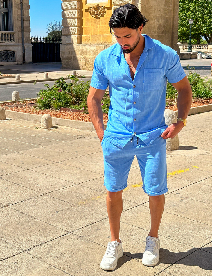 Linen shirt and shorts set