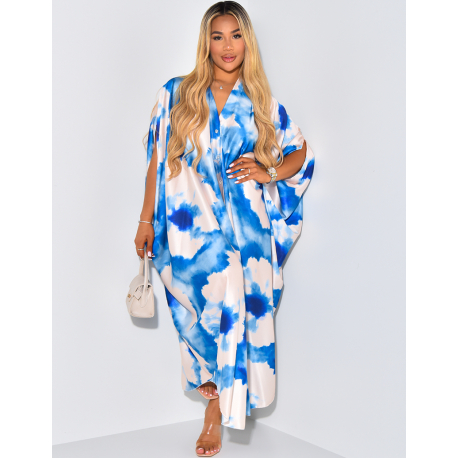 Robe chemise oversize fluide à motif tâcheté