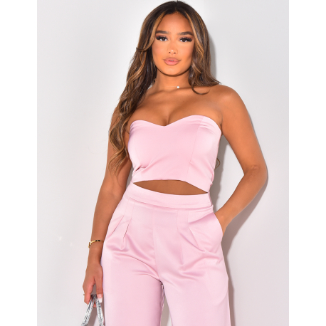 Crop top bustier avec fermeture éclaire