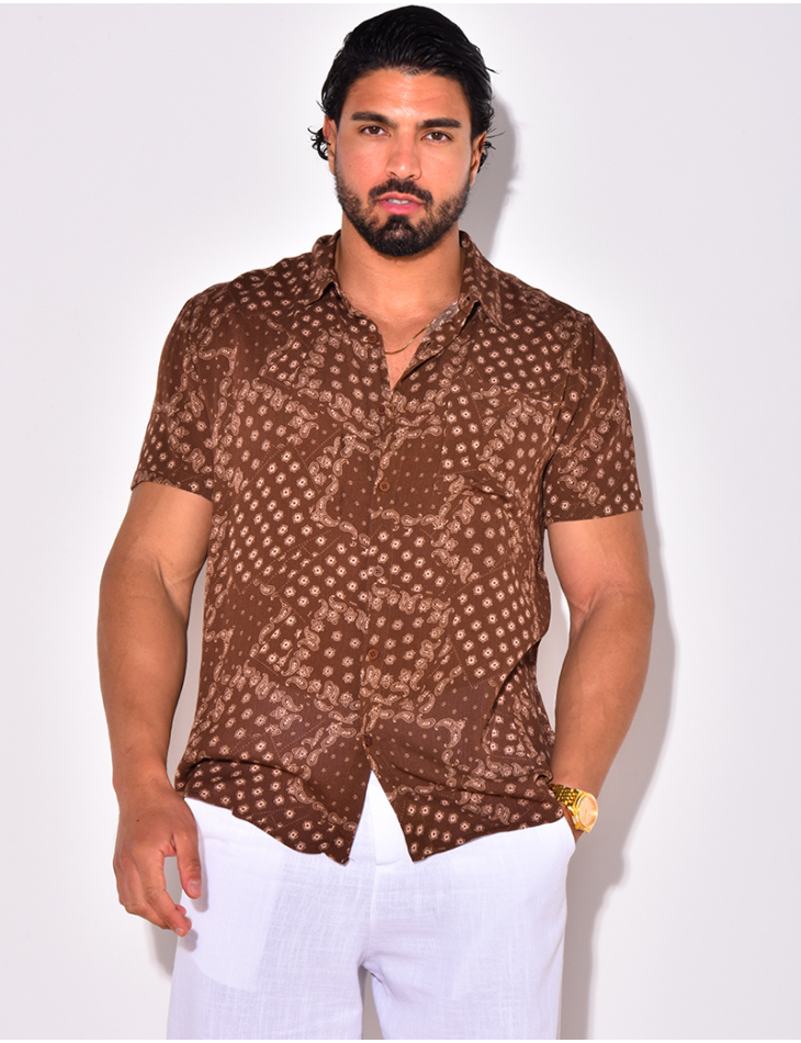 Chemise manche courte à motif bandana avec poche