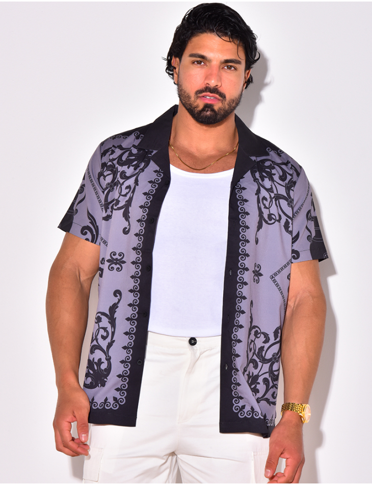 Chemise manches courtes à motifs baroque