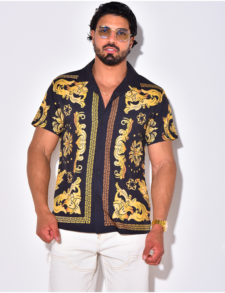 Chemise manches courtes à motifs baroque