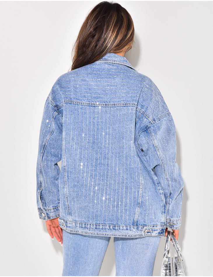 Veste jean large shops femme