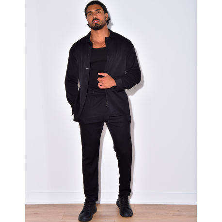 Ensemble pantalon et chemise manches longues plissé