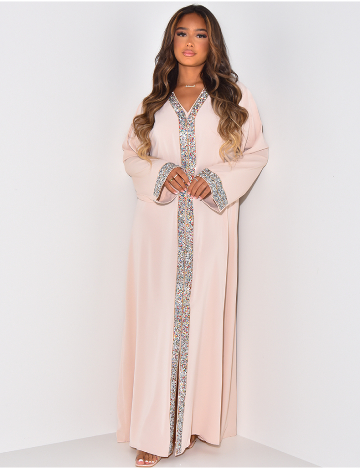 Abaya à strass multicolor