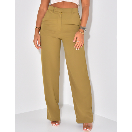 Pantalon de tailleur taille haute coupe large