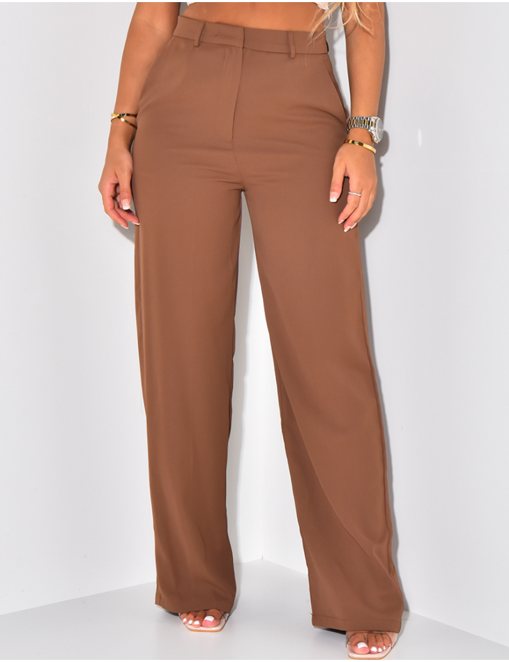 Pantalon de tailleur taille haute coupe large