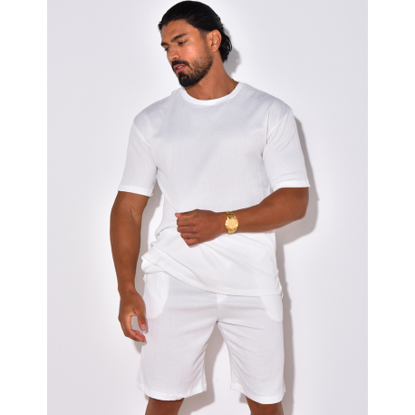 Ensemble short et t-shirt en gaze de coton