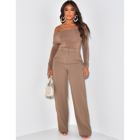 Pantalon de tailleur taille haute coupe large