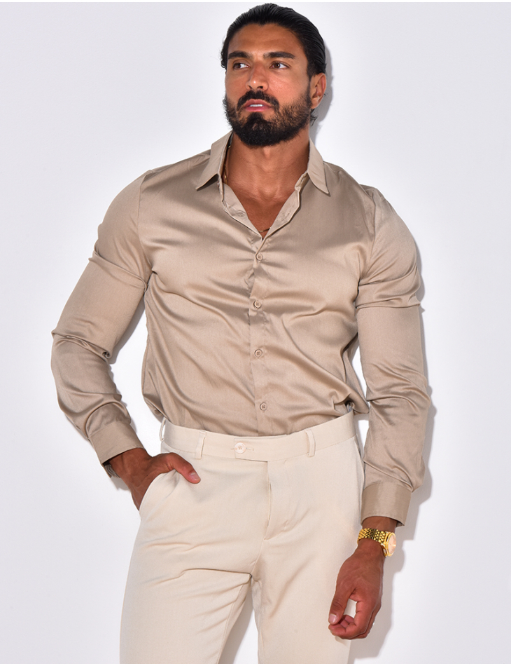 Chemise manches longues satinée