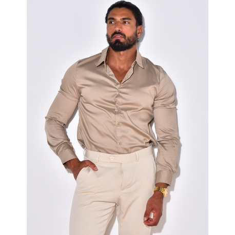 Chemise manches longues satinée