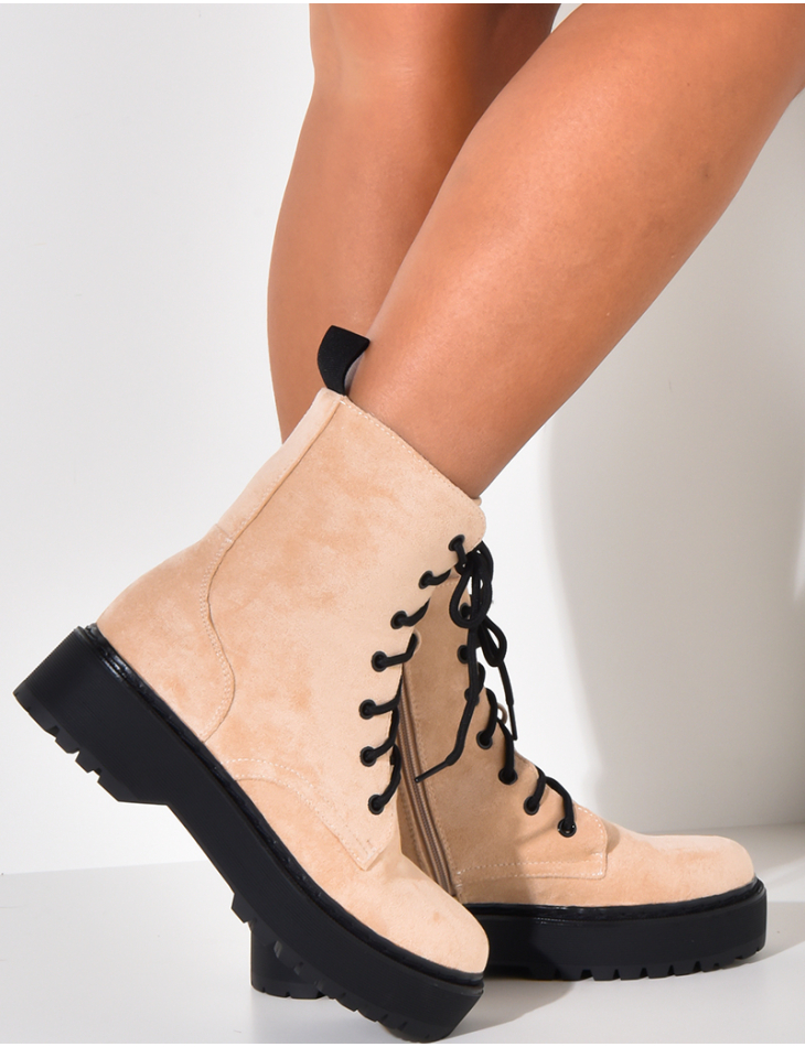 Suedette lace up boots