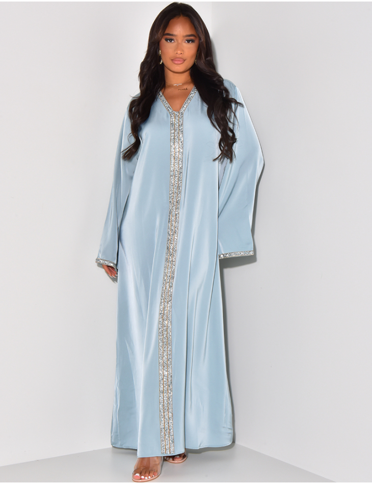   Abaya with rhinestone trim