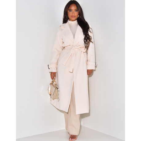 Long coat with lapels and belt