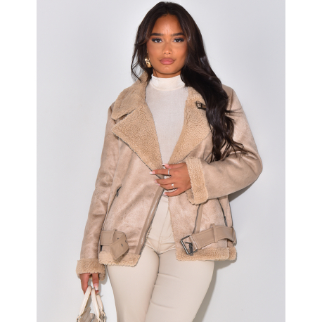   Oversized lined aviator jacket