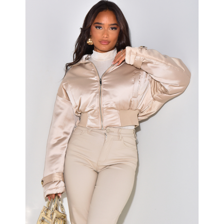   Short satin bomber