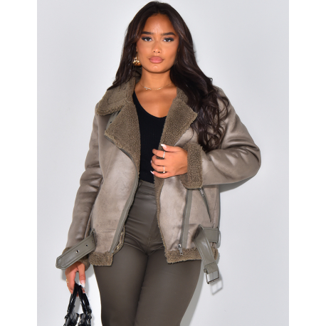 Oversized lined aviator jacket