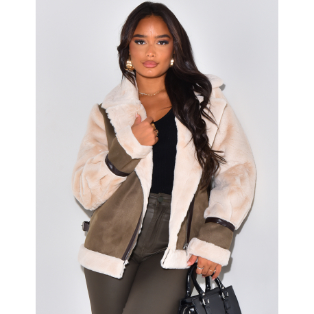   Oversized lined aviator jacket