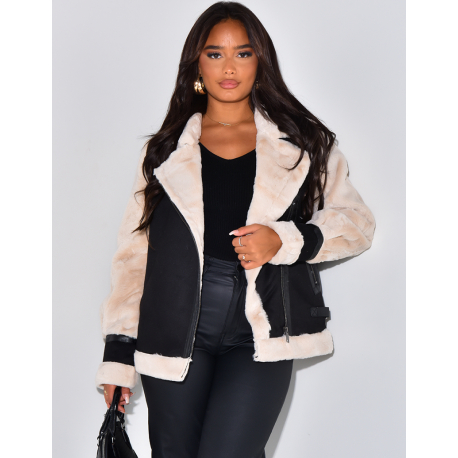   Oversized lined aviator jacket