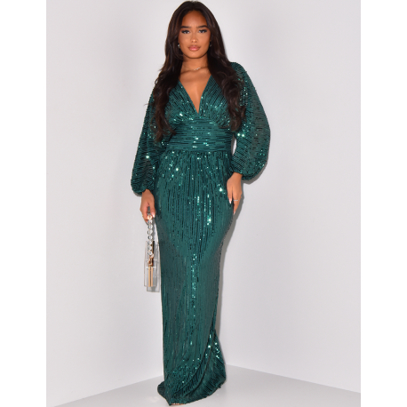 Robe longue à sequins