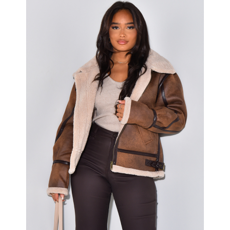   Oversized lined aviator jacket