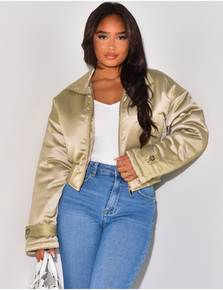   Short satin bomber