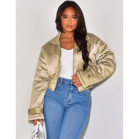   Short satin bomber