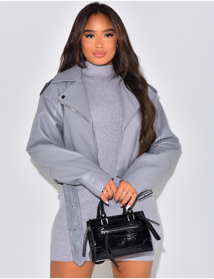   Oversized leatherette perfecto