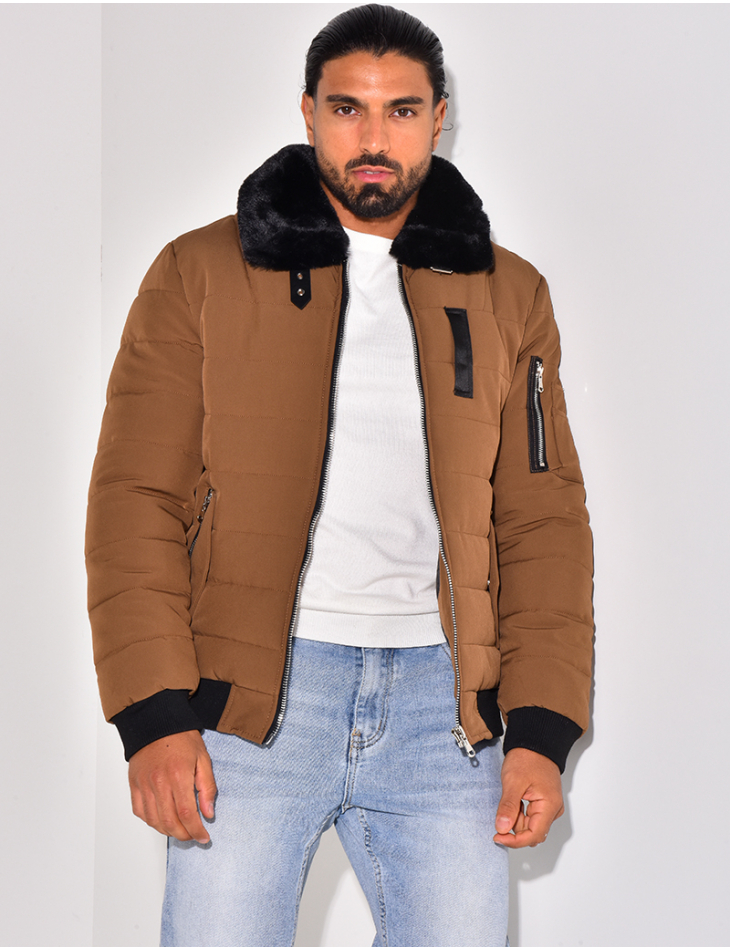 Veste avec col à fourrue