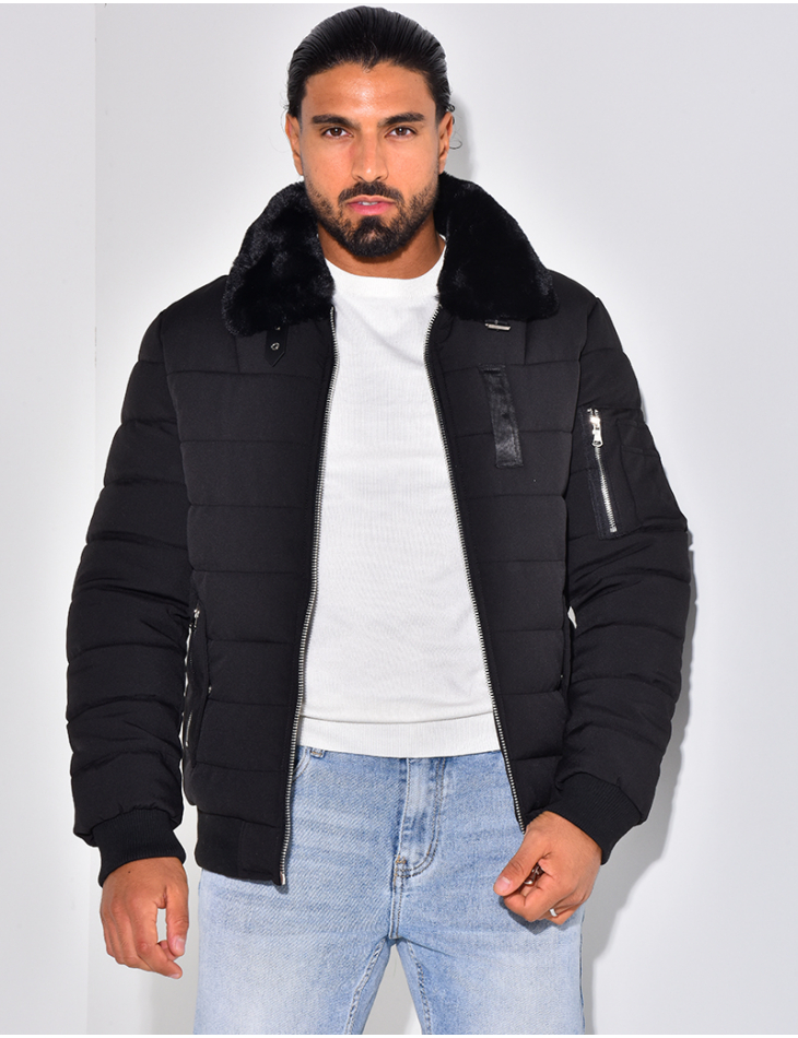 Veste avec col à fourrue