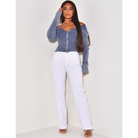 Jeans blanc coupe droite