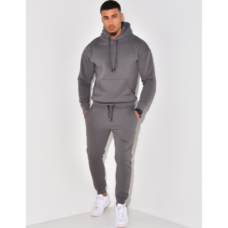 Ensemble sweat à capuche et pantalon uni