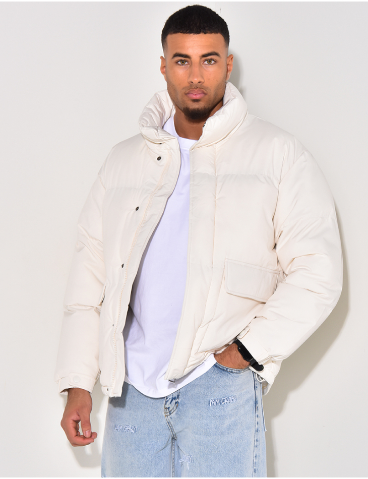 Doudoune blanche homme fourrure best sale