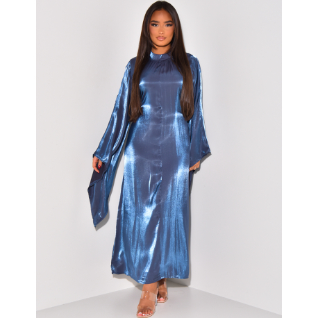 Robe longue en satin brillant à nouer dans le dos