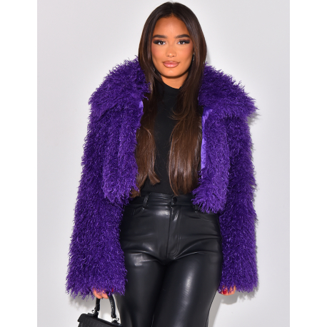   Short jacket in fluffy faux fur