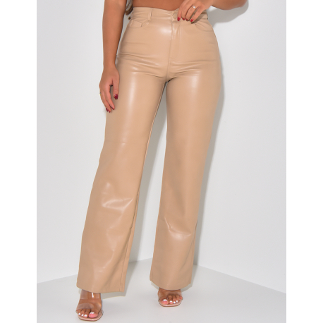   Straight-cut trousers in vegan leather