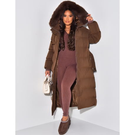 Long Padded Coat with Belt