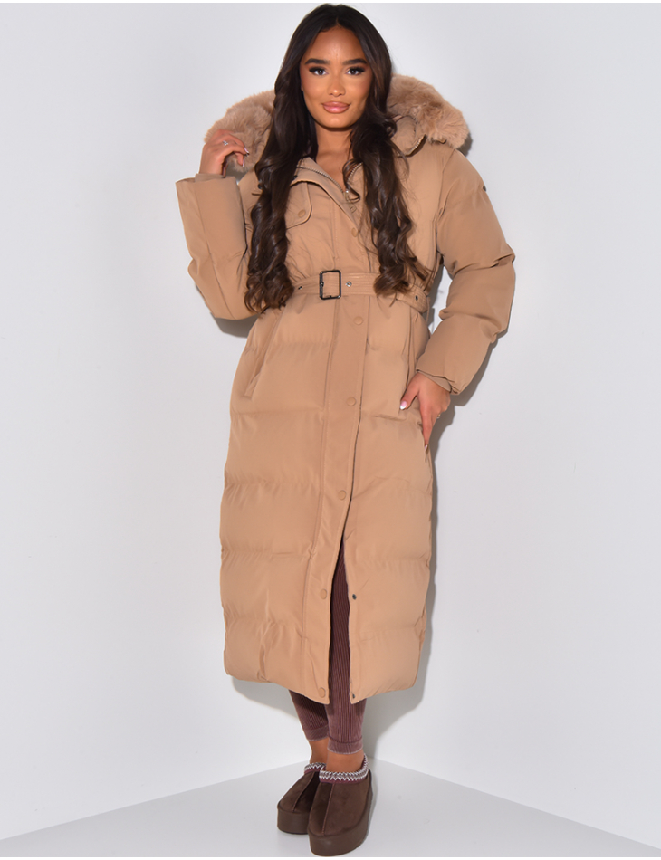 Long Padded Coat with Belt