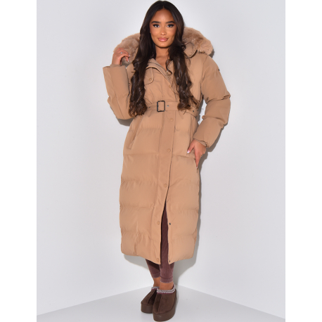 Long Padded Coat with Belt