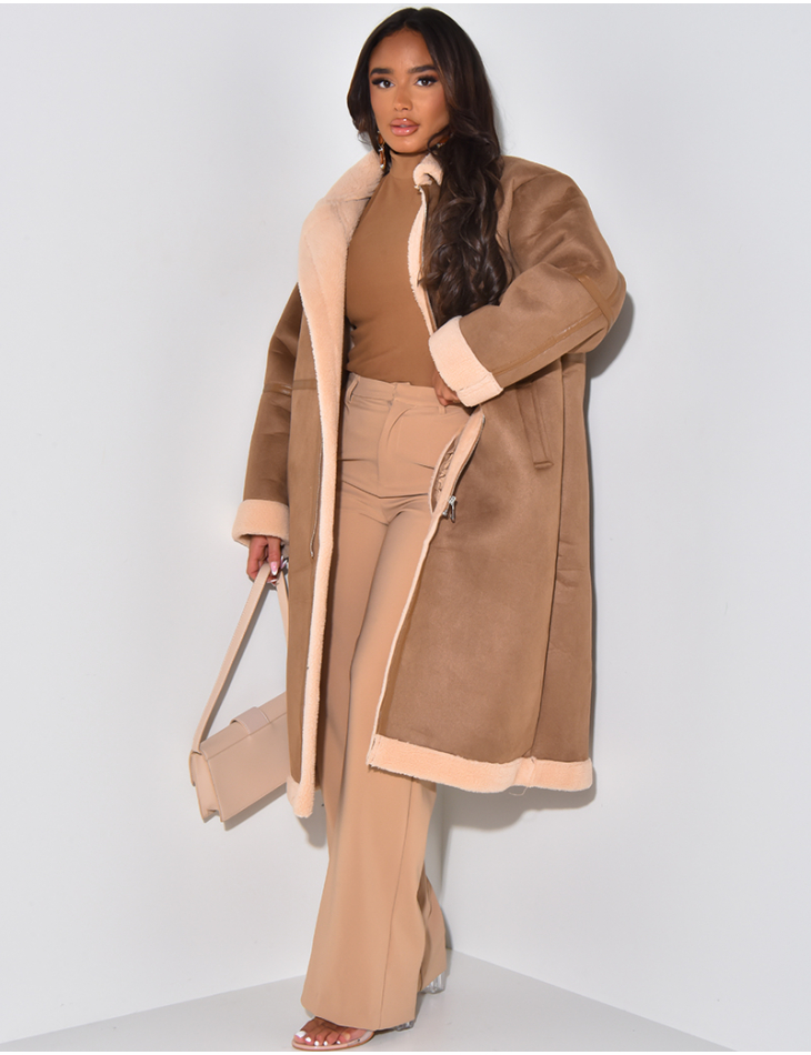 Manteau long suedine femme sale