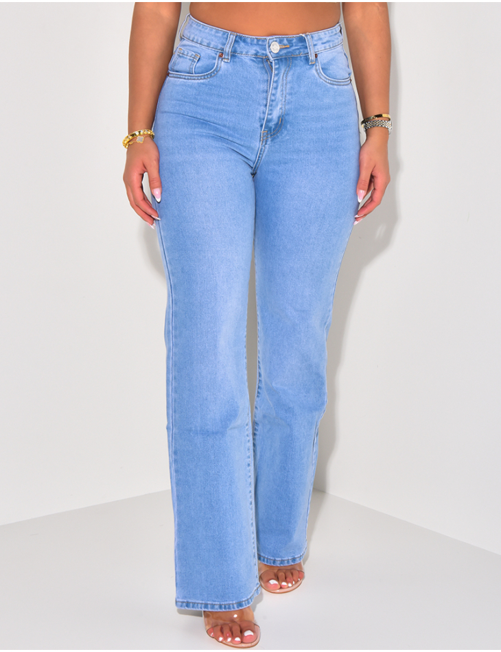 Jeans coupe droite taille haute