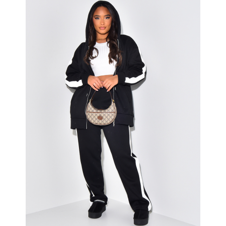 Oversized band jogging pants and vest set