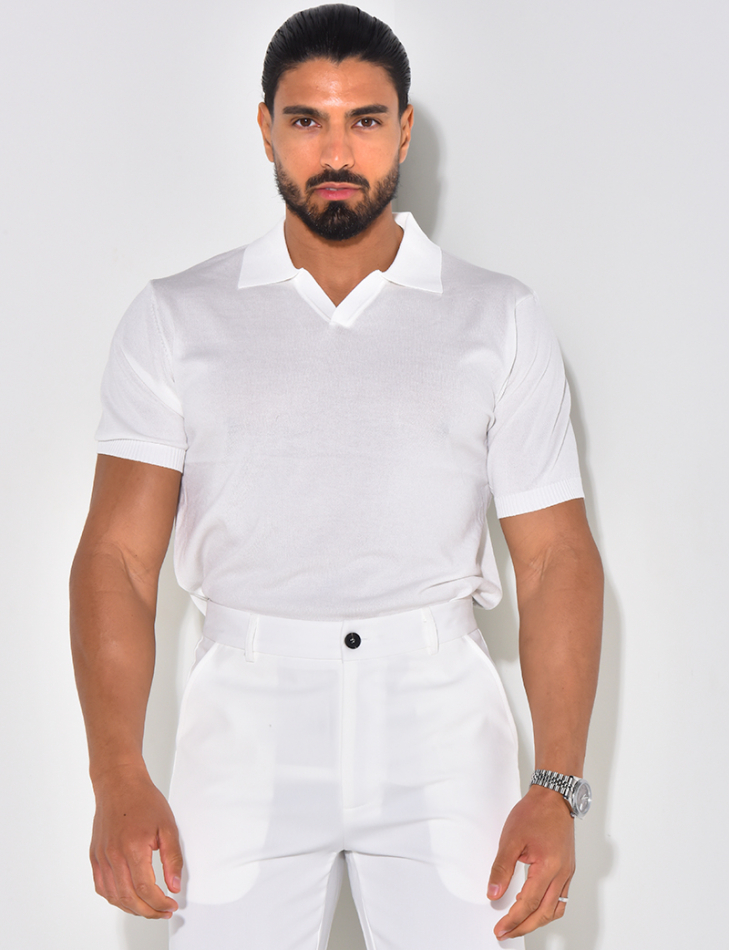  Ribbed polo shirt, short sleeves