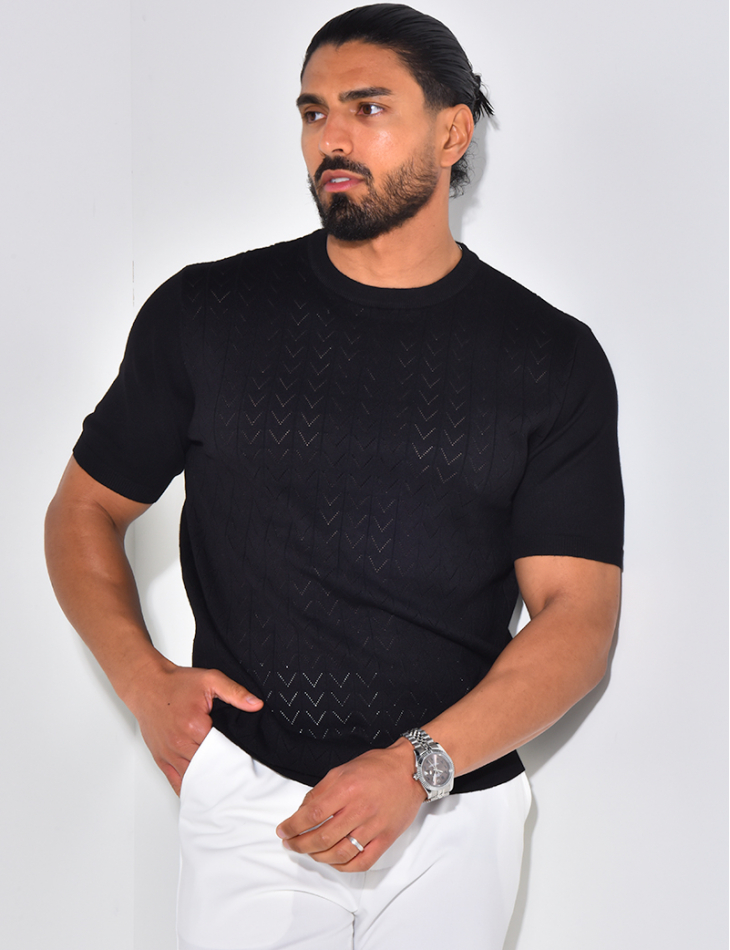 Ribbed openwork T-shirt