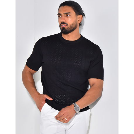 Ribbed openwork T-shirt