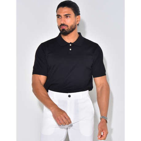 Ribbed polo shirt, short sleeves