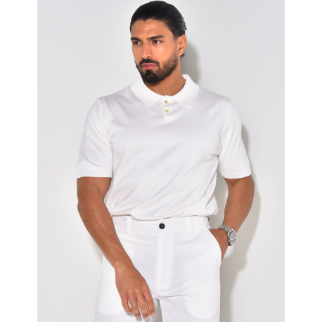 Ribbed polo shirt, short sleeves