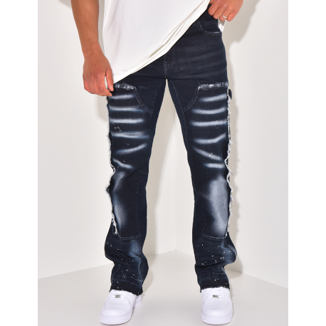 Jeans mit Passe und Farbflecken